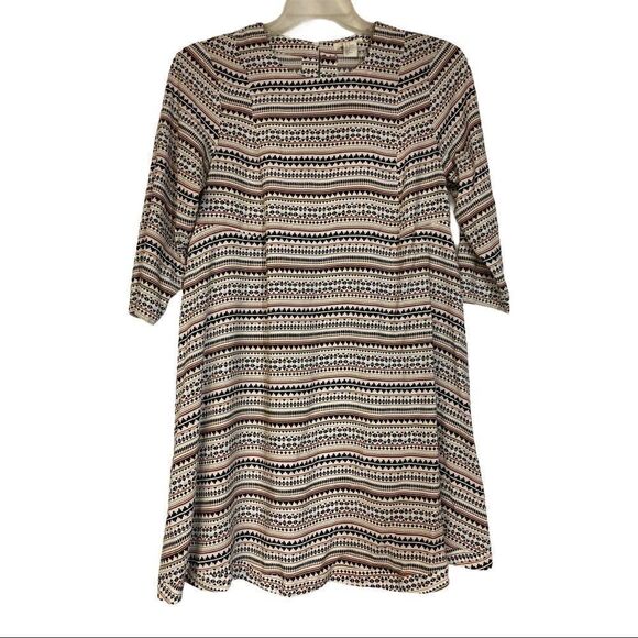 H&M Geometric Design Dress, Brown, Sz 12 - Picture 1 of 10